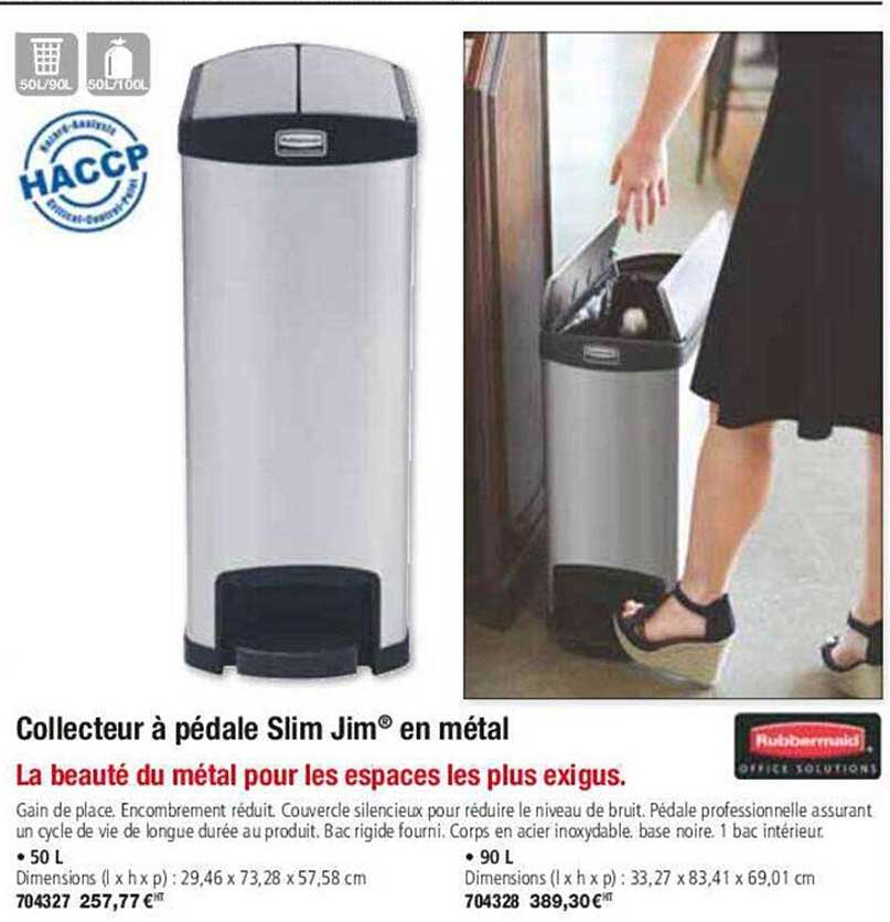 collecteur à pédale slim jim en métal