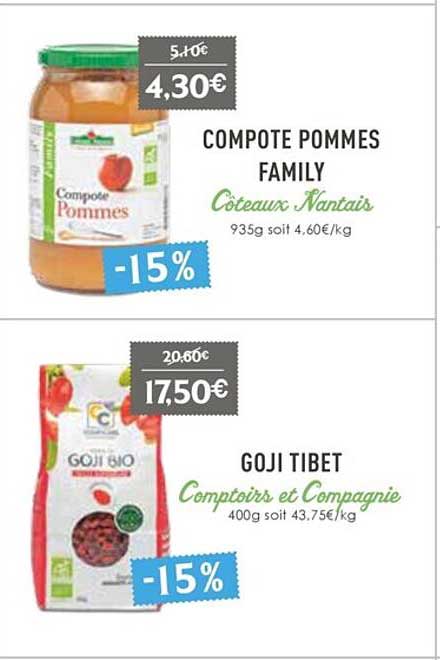 compote pommes family côteaux nantais, goji tibet comptoirs et compagnie