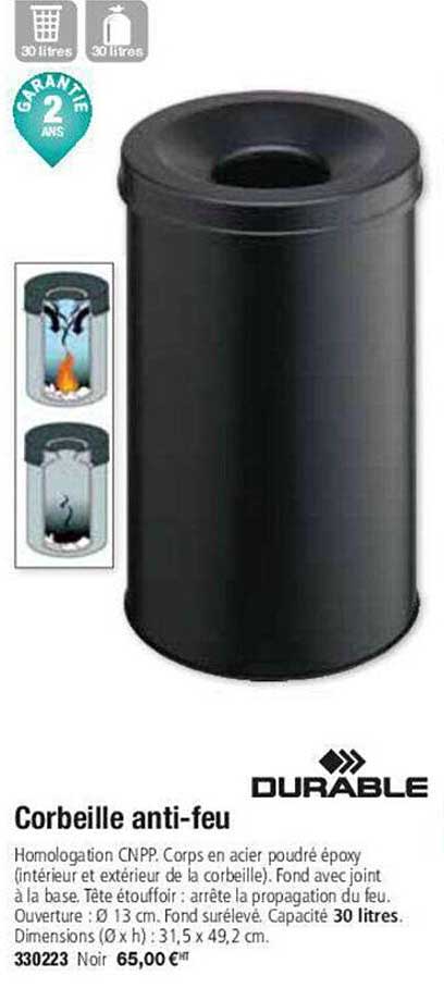 Corbeille Anti-feu Durable