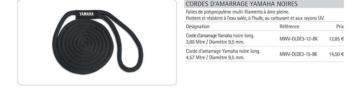 Cordes D'amarrage Yamaha Noires