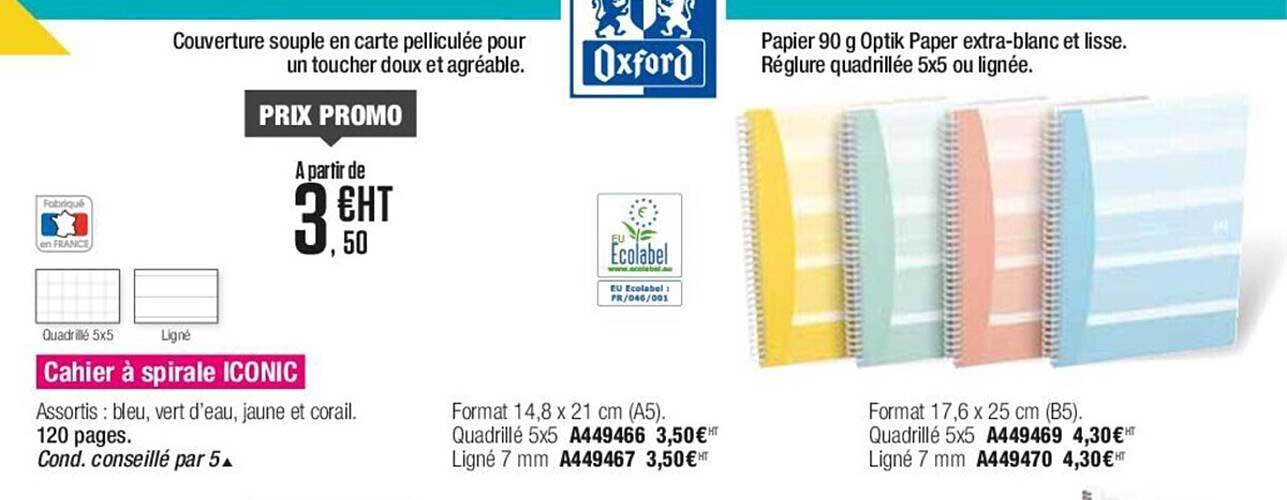 couverture souple en carte pelliculée pour un toucher doux et agréable, papier 90 g optik extra-blanc et lisse oxford