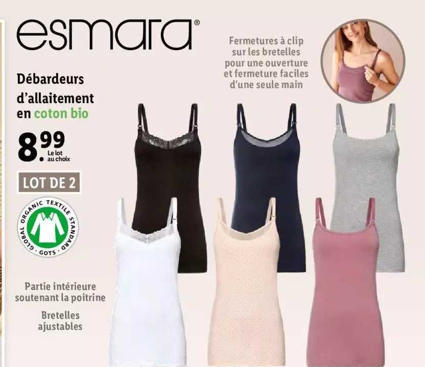 débardeurs d'allaitement en coton bio esmara