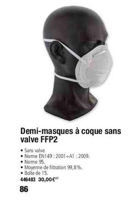 demi-masques à coque sans valve ffp2