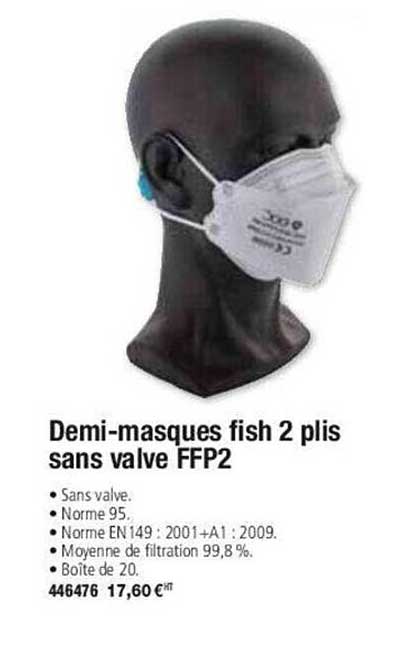 demi-masques fish 2 plis sans valve ffp2