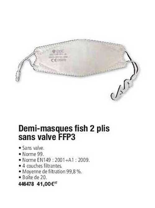 demi-masques fish 2 plis sans valve ffp3