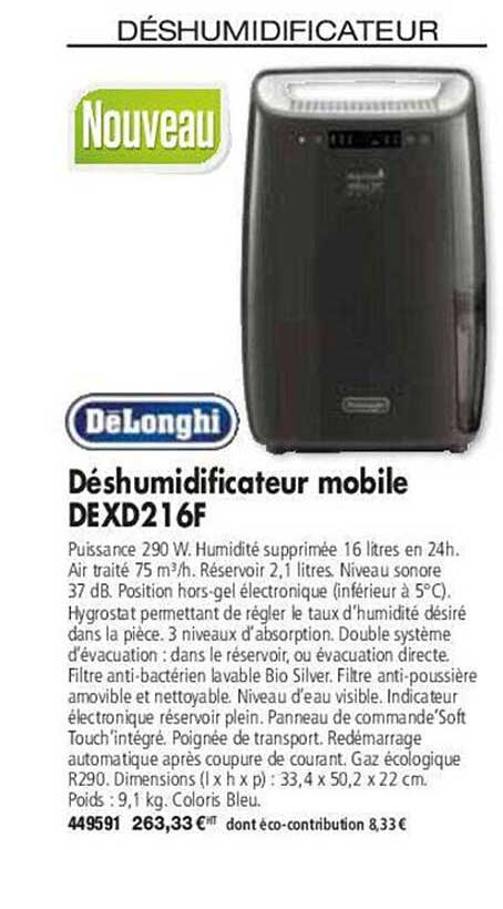 Déshumidificateur Mobile Dexd216f DeLonghi