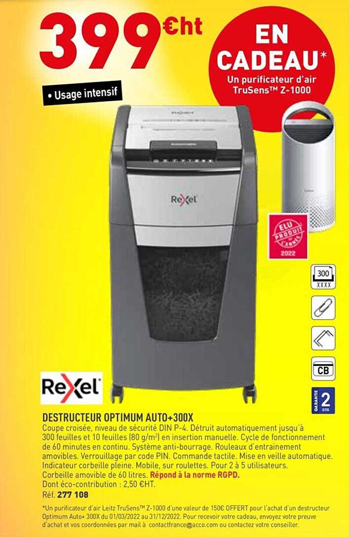 Destructeur Potimum Auto+300x Rexel