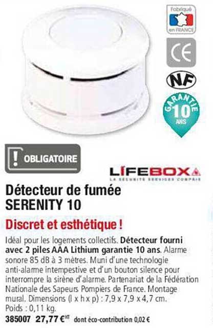 détecteur de fumée serenity 10 lifebox