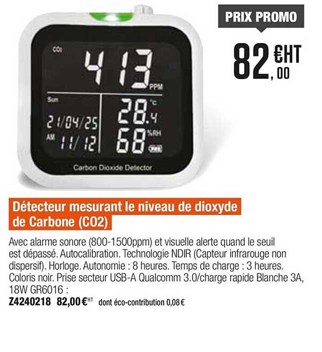 détecteur mesurant le niveau de dioxyde de carbone (c02)