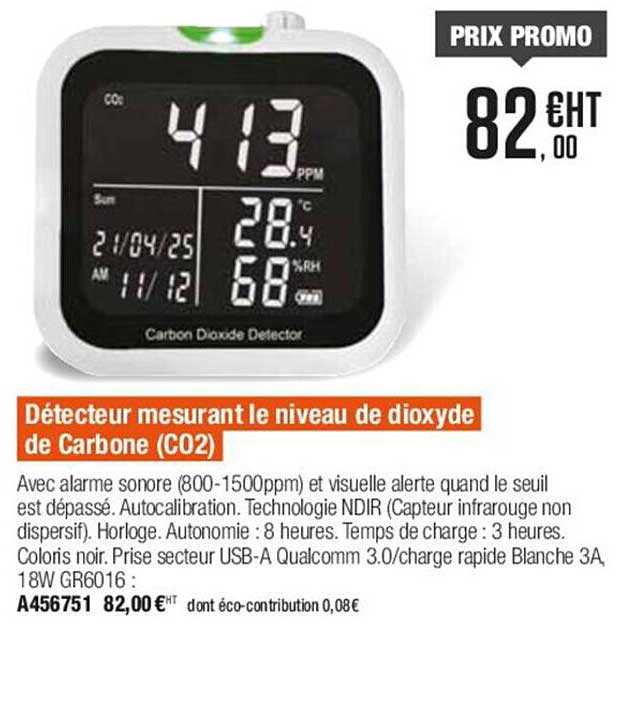 détecteur mesurant le niveau de dioxyde de carbone (c02)