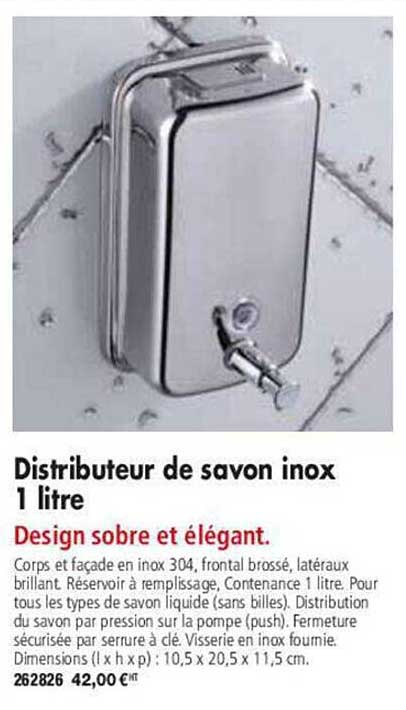 distributeur de savon inox 1 litre