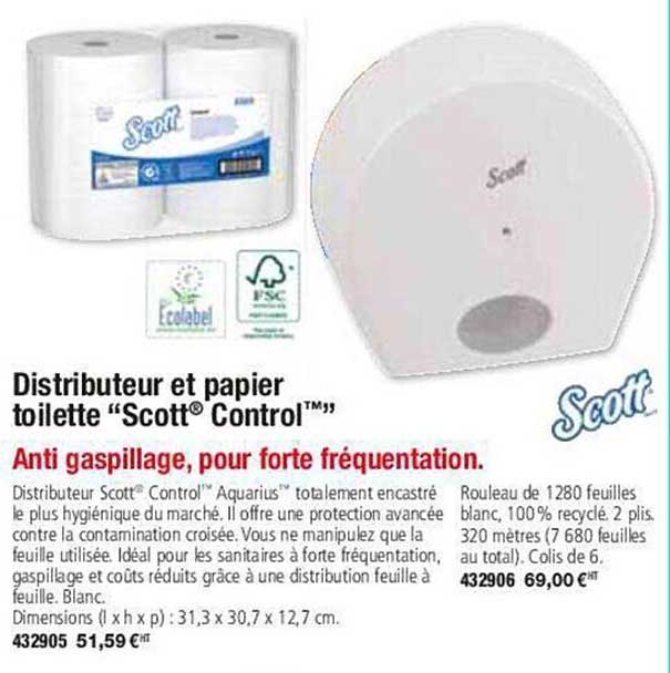 distributeur et papier toilette "scott control"