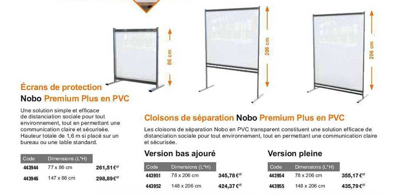écran de protection nobo premium plus en pvc, cloisons de séparation nobo premium plus en pvc