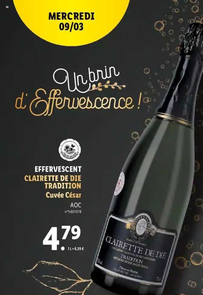 effervescent clairette de die tradition cuvée césar aoc