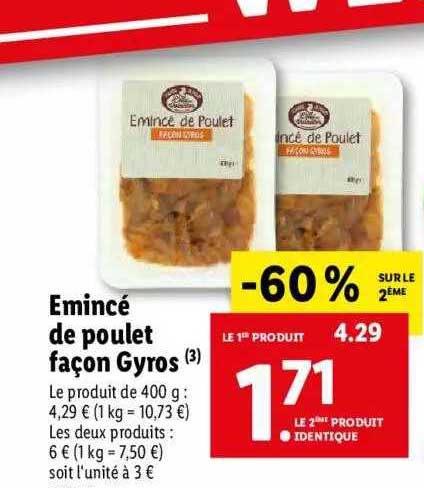 émincé de poulet façon gyros