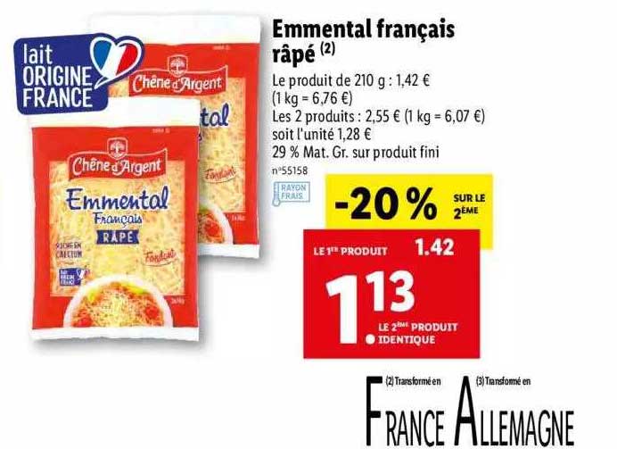emmental français râpé chêne d'argent