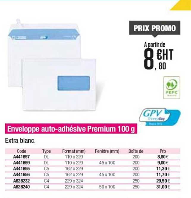 enveloppe auto-adhésive premium 100 g