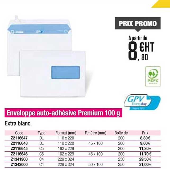 enveloppe auto-adhésive premium 100g
