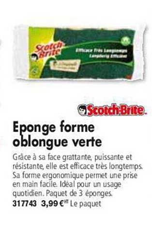 éponge forme oblongue verte scotch. brite