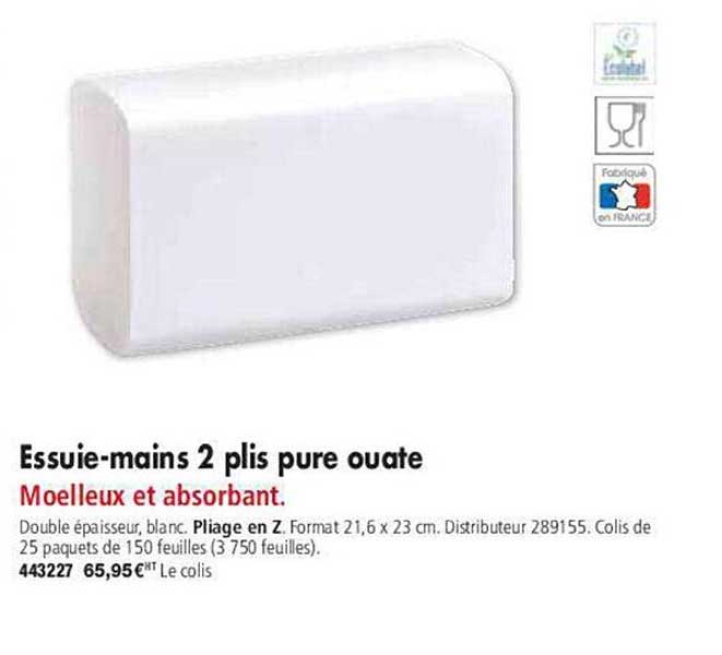essuie-mains 2 plis pure ouate