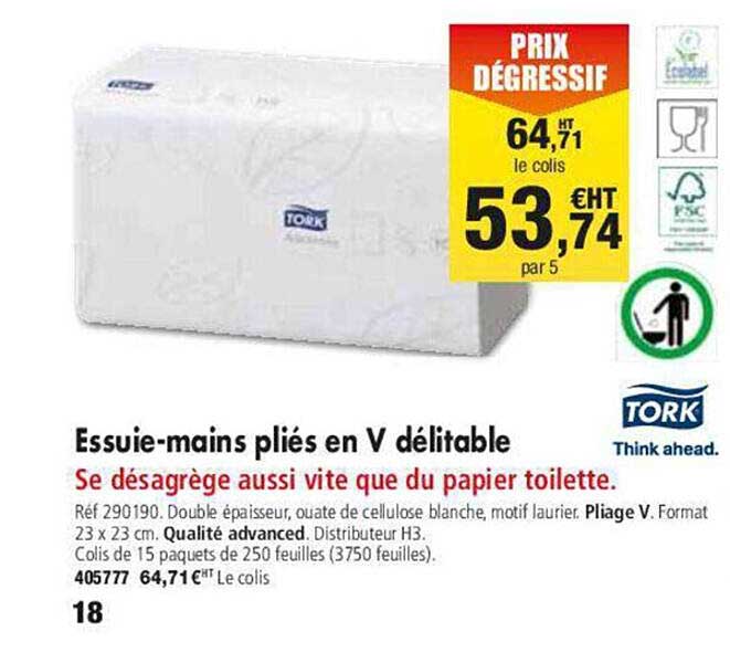 Essuie-mains Pliés En V Délitable Tork