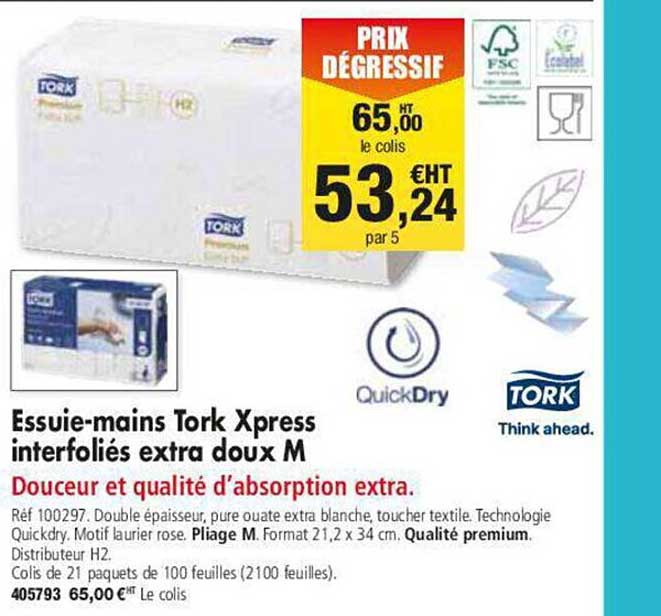 essuie-mains tork xpress interfoliés extra doux m