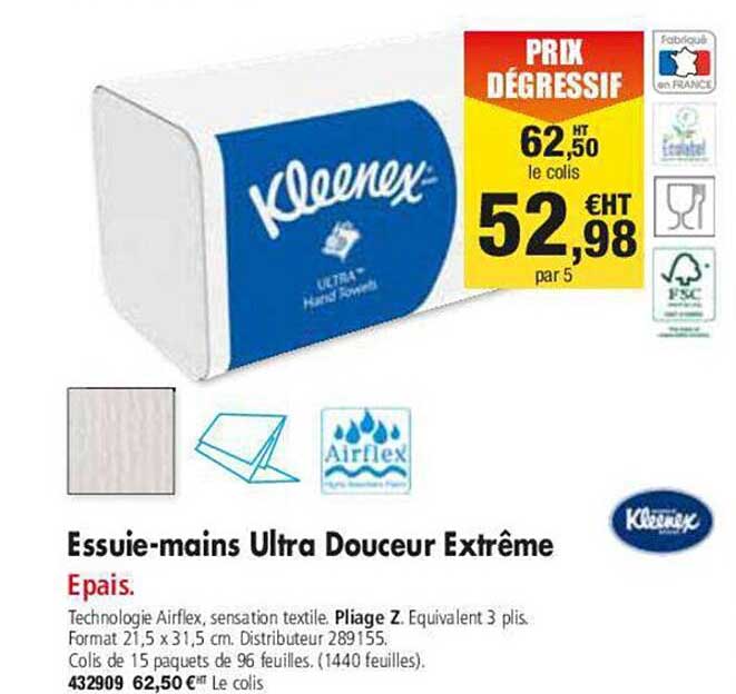 essuie-mains ultra douceur extrême kleenex