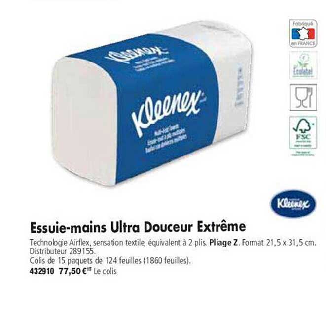 essuie-mains ultra douceur extrême kleenex