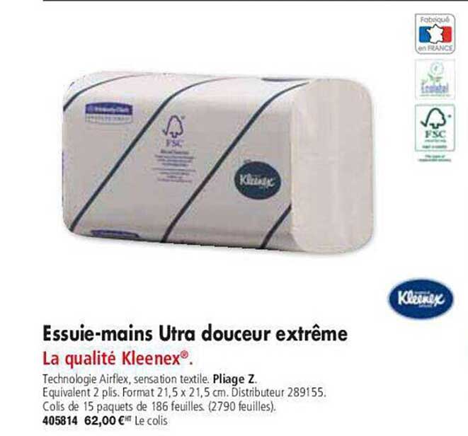essuie-mains ultra douceur extrême kleenex