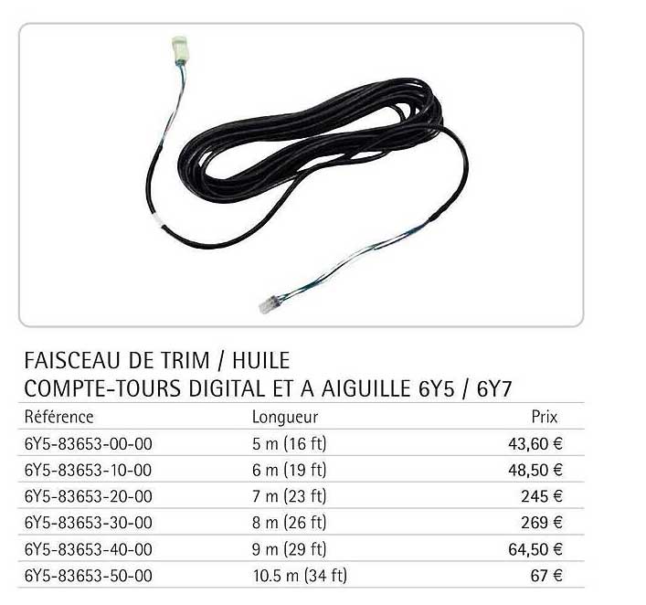 faisceau de trim - huile compte-tours digital et à aiguille 6y5 - 6y7