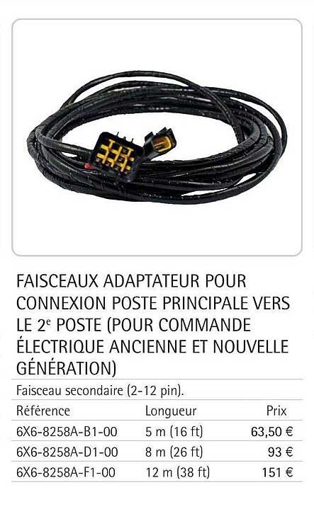 faisceaux adaptateur pour connexion poste principale vers le 2e poste (pour commande électrique ancienne et nouvelle génération)
