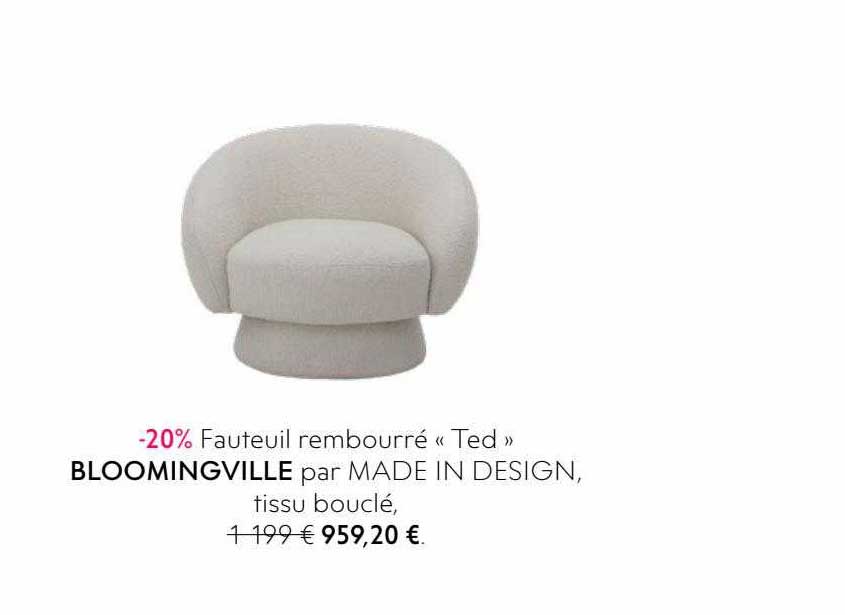 fauteuil rembourré «ted» bloomingville