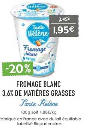 fromage blanc 3,6% de matières grasses tante hélène