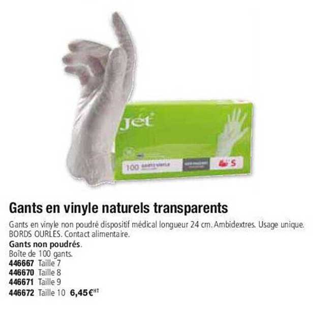 gants en vinyle naturels transparents