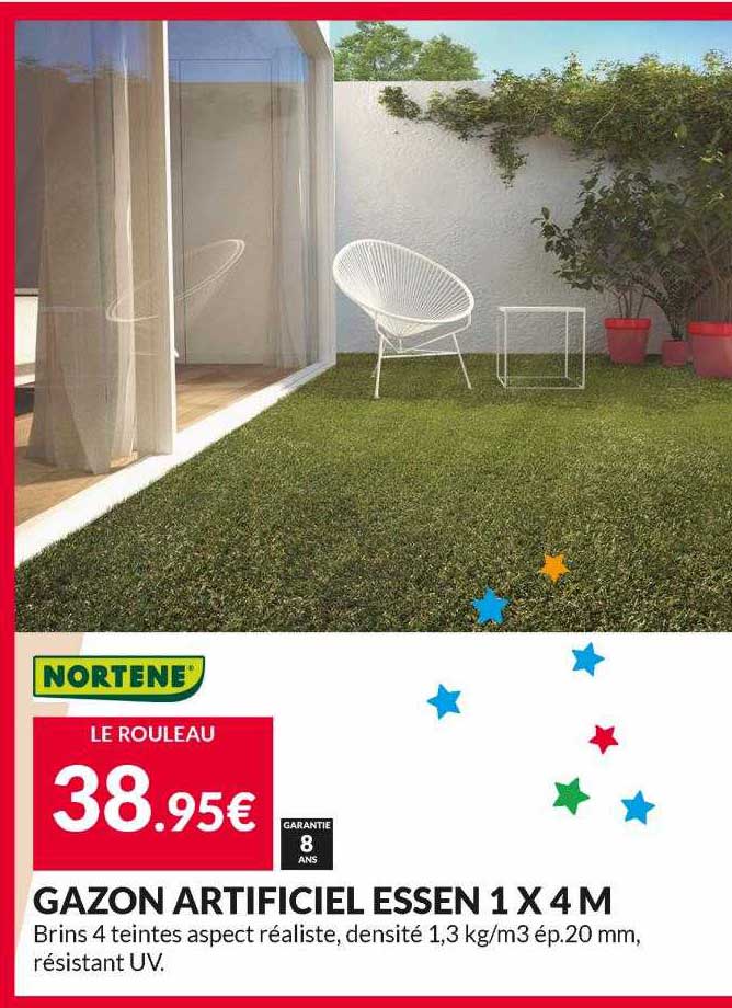 gazon artificiel essen 1 x 4 m nortène