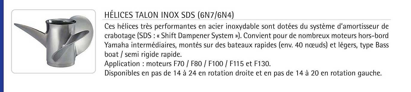 hélices talon inox sds (6n7-6n4)
