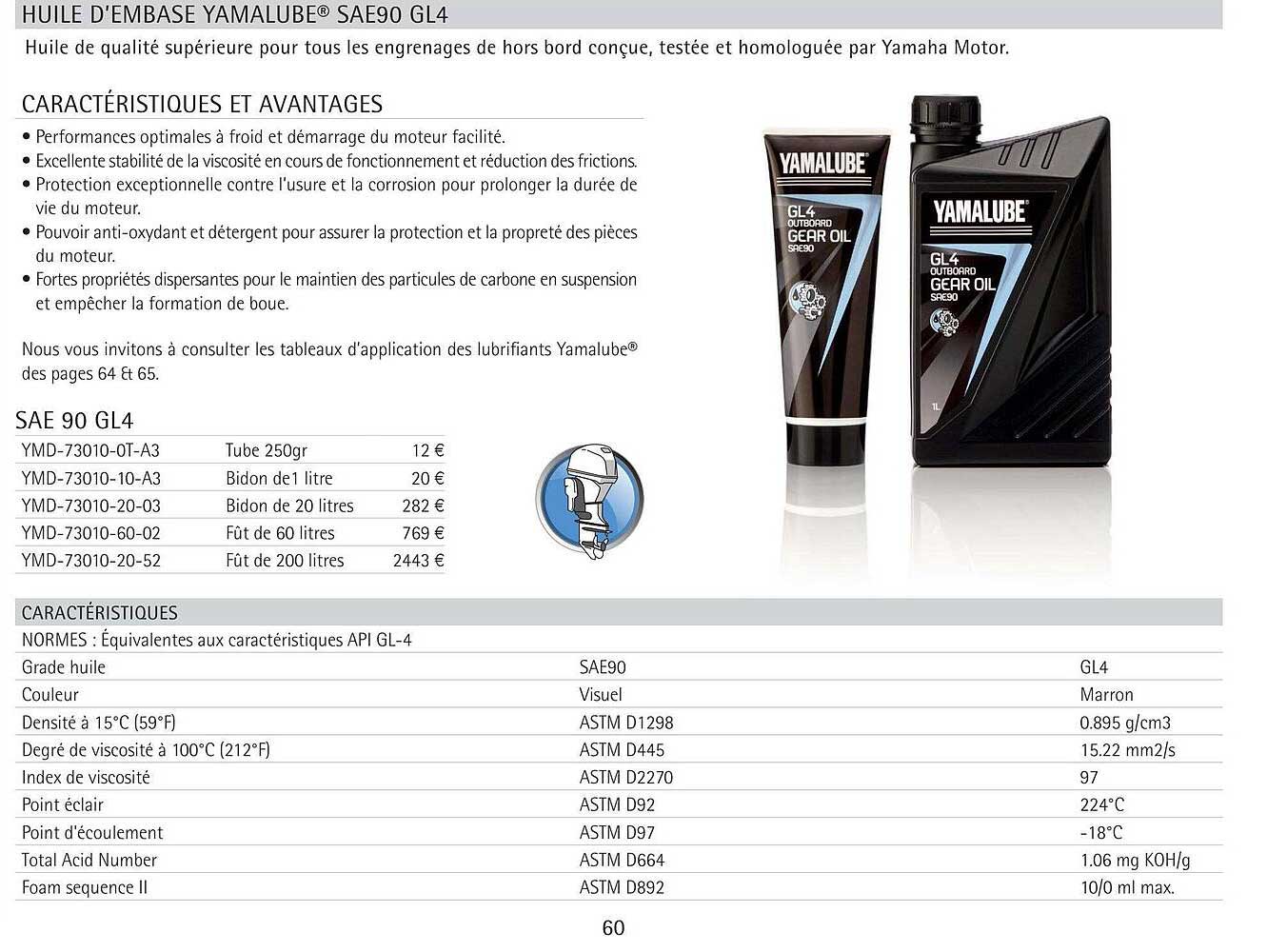 huile d'embase yamalube sae90 gl4
