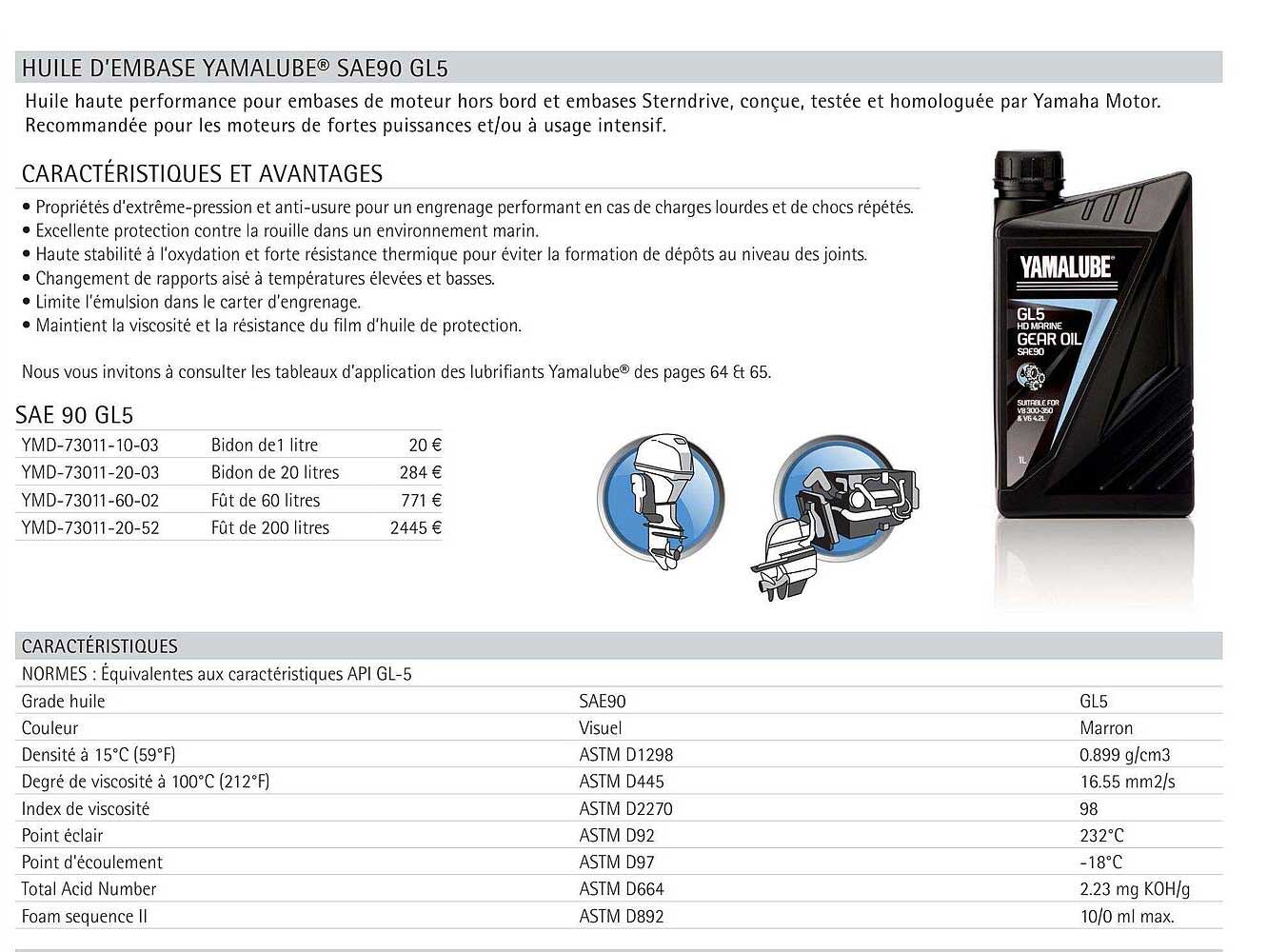huile d'embase yamalube sae90 gl5