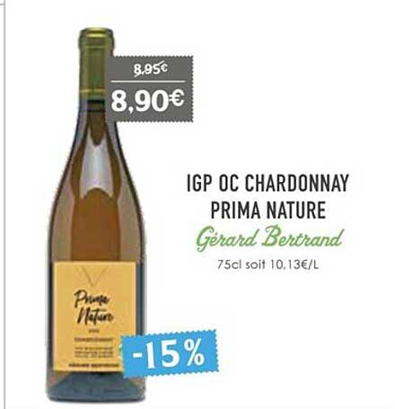 igp oc chardonnay prima nature gérard bertrand