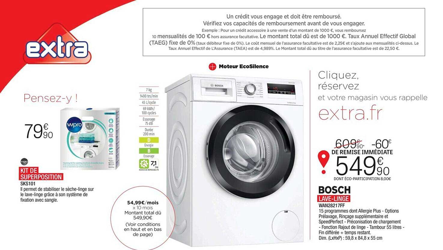 kit de superposition, lave-linge bosch