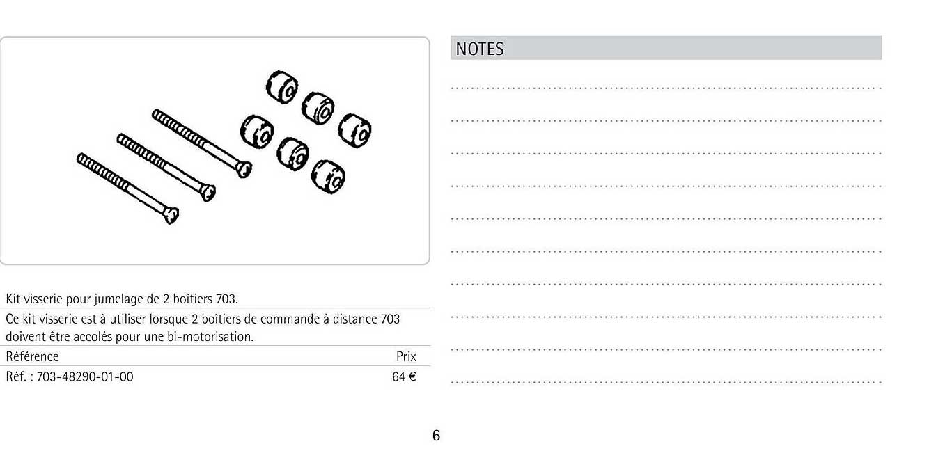 kit visserie pour jumelage de 2 boîtiers 703,
