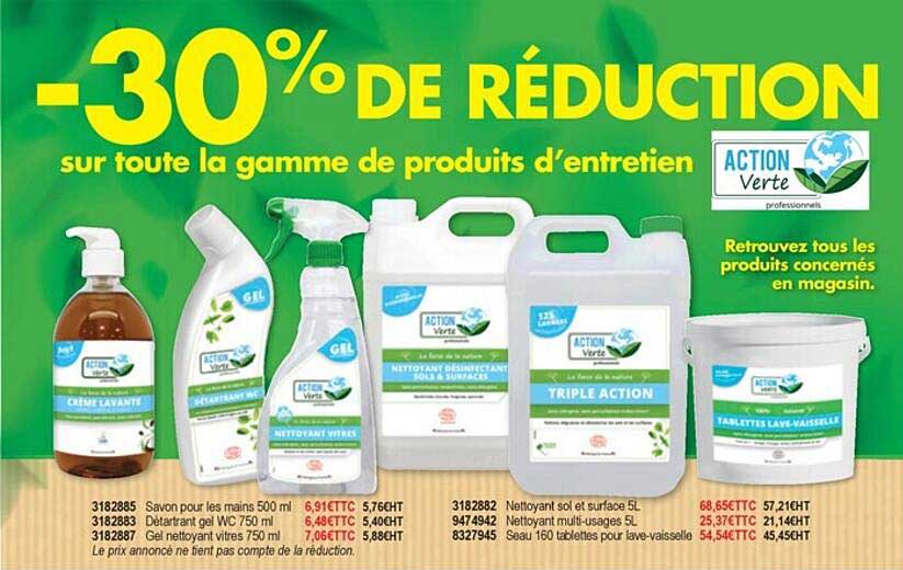 la gamme de produits d'entretien action verte