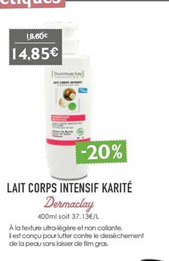 lait corps intensif karité dermaclay