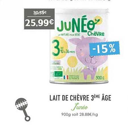 lait de chèvre 3ème âge junéo