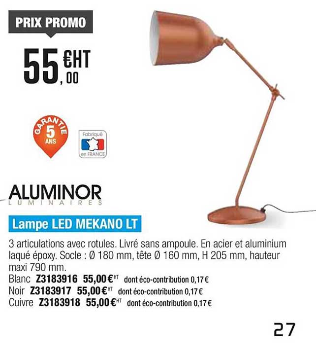 lampe led mekano lt aluminor
