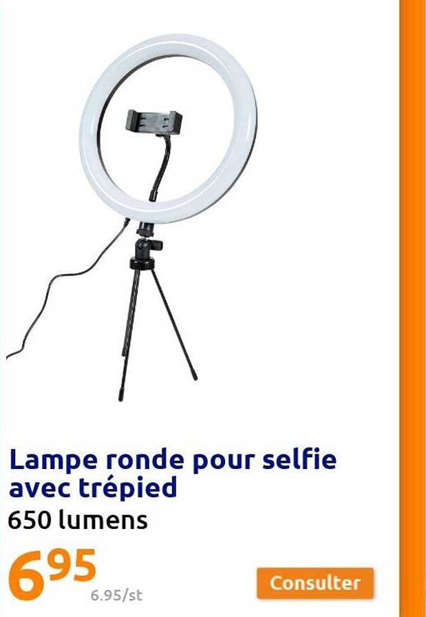 lampe ronde pour selfie avec trépied