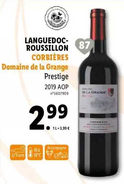 languedoc-roussillon corbières domaine de la grange prestige 2019