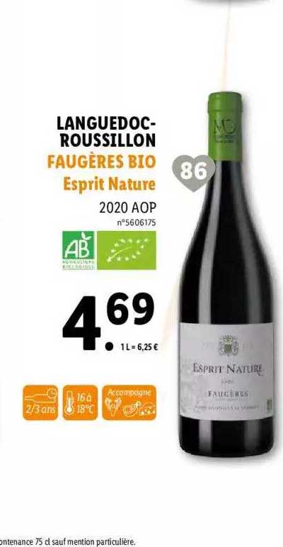 languedoc-roussillon faugères bio esprit nature 2020 aop