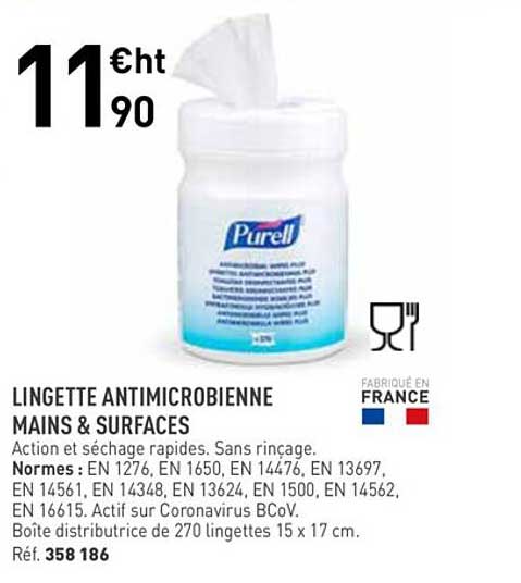 lingette antimicrobienne mains & surfaces