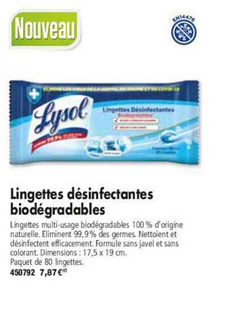 Lingettes Désinfectantes Biodégradables Lysol
